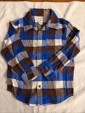 Carter's Blue, Brown & White Plaid Button-Up Shirt